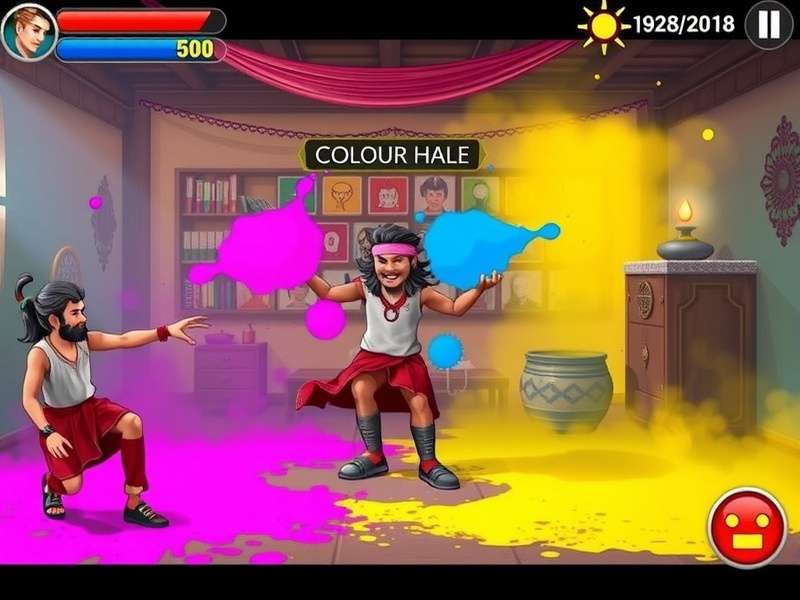 Joyful Holi Celebration color throwing mechanics